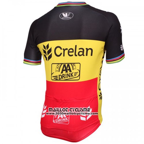 2016 Maillot Ciclismo Crelan AA Noir et Jaune Manches Courtes et Cuissard